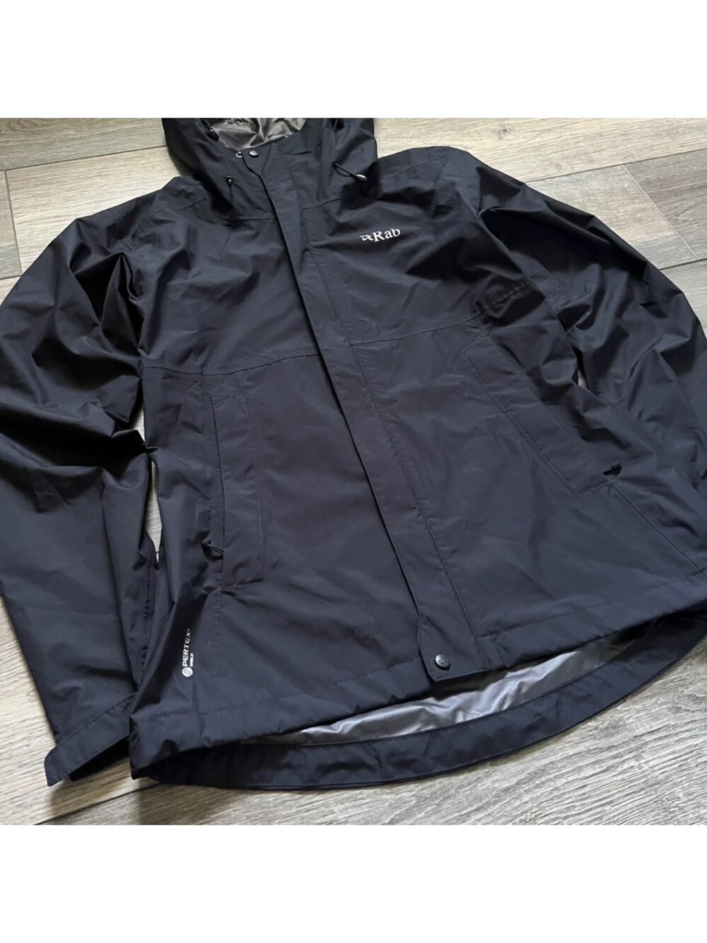 Rab Women's M Rain Coat Waterproof Hooded Downpour Eco Jacket Black - Picture 2 of 13